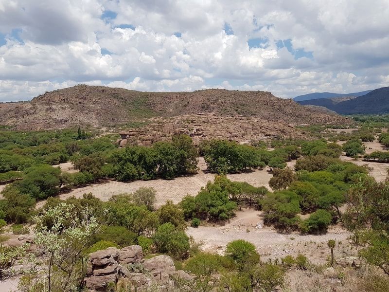 "La Pintada" or "La Tortuga" hill can be seen in the mid-distance in this view image. Click for full size.