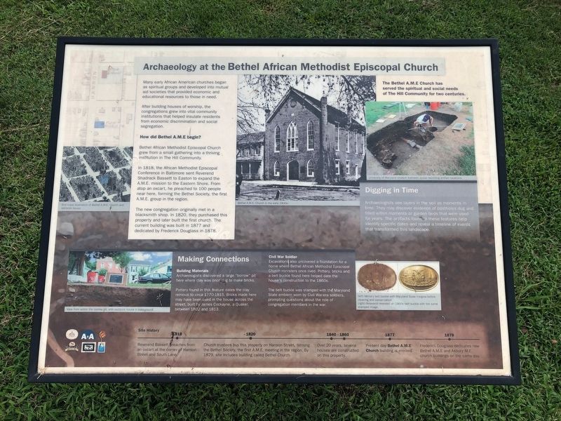 Archaeology at the Bethel African Methodist Episcopal Church Marker image. Click for full size.