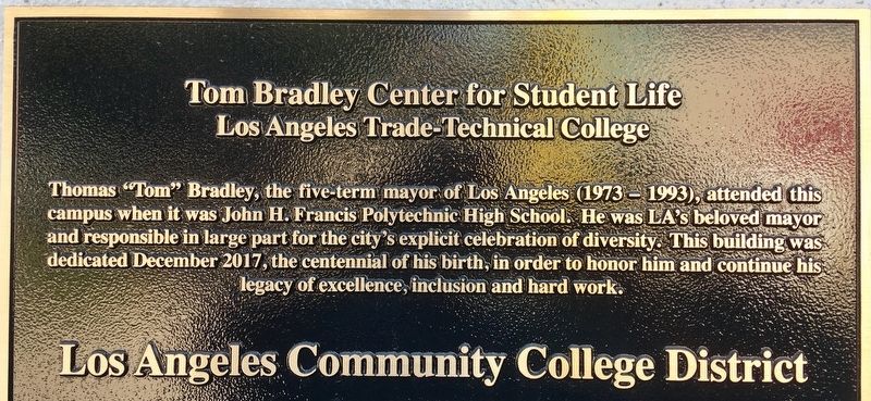 L.A. Trade-Tech Marker. Click for full size. L.A. Trade-Tech Marker image. Click for full size.
