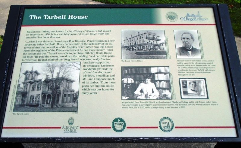 The Tarbell House Marker image. Click for full size.