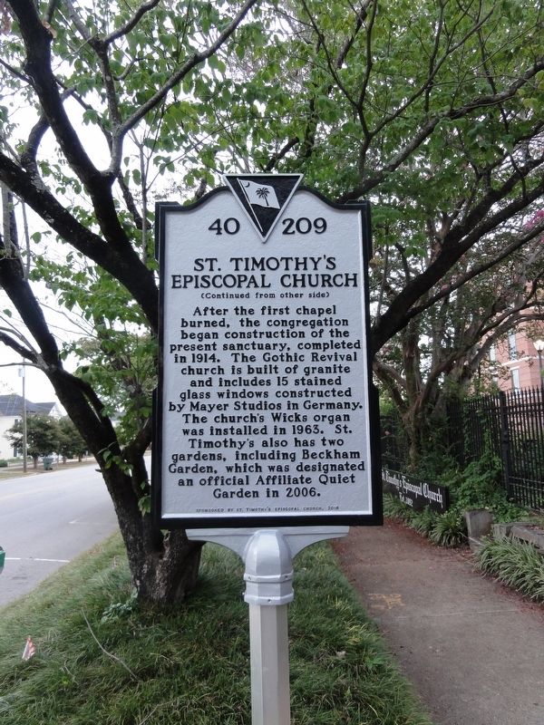 St. Timothy's Episcopal Church Marker side 2 image. Click for full size.