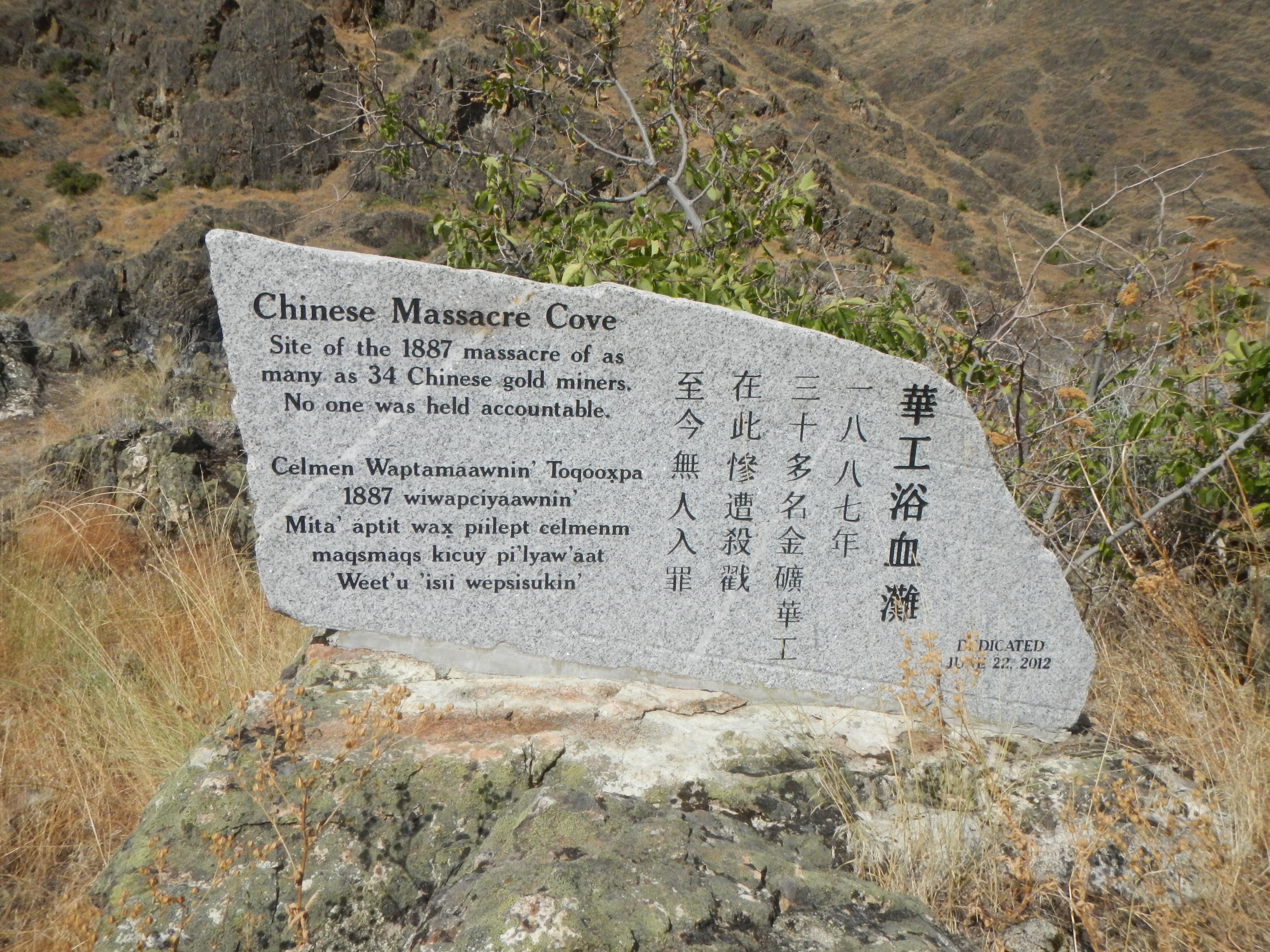 Chinese Massacre Cove Marker