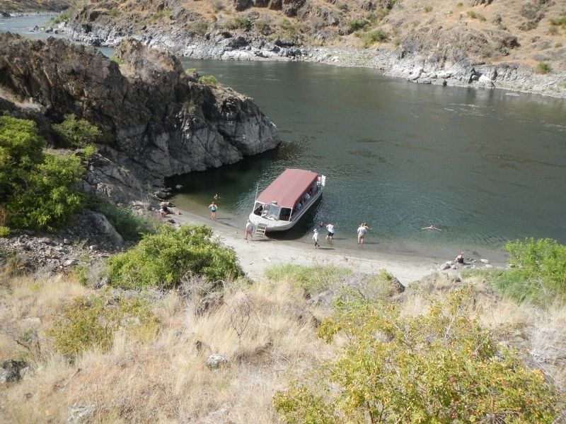 The only practical access to the Chinese Massacre Cove Marker is by boat. image. Click for full size.