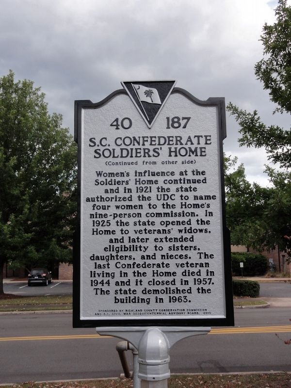 S.C. Confederate Soldiers Home Marker side 2 image. Click for full size.