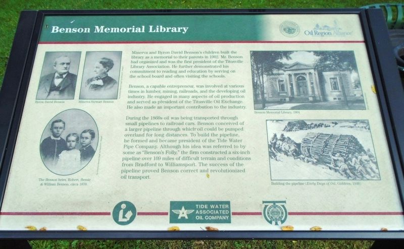 Benson Memorial Library Marker image. Click for full size.