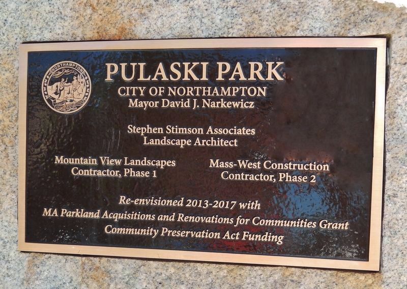 Pulaski Park Plaque (<i>located at park entrance</i>) image. Click for full size.