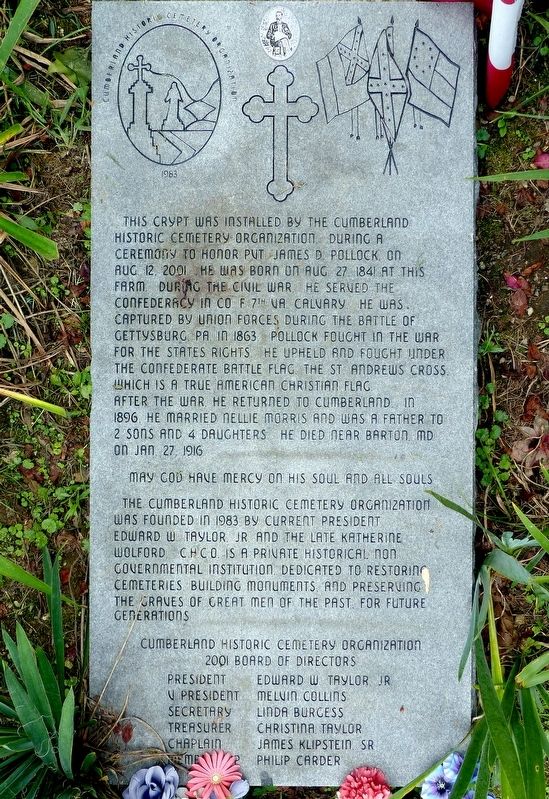 Pvt James D. Pollock Marker image. Click for full size.