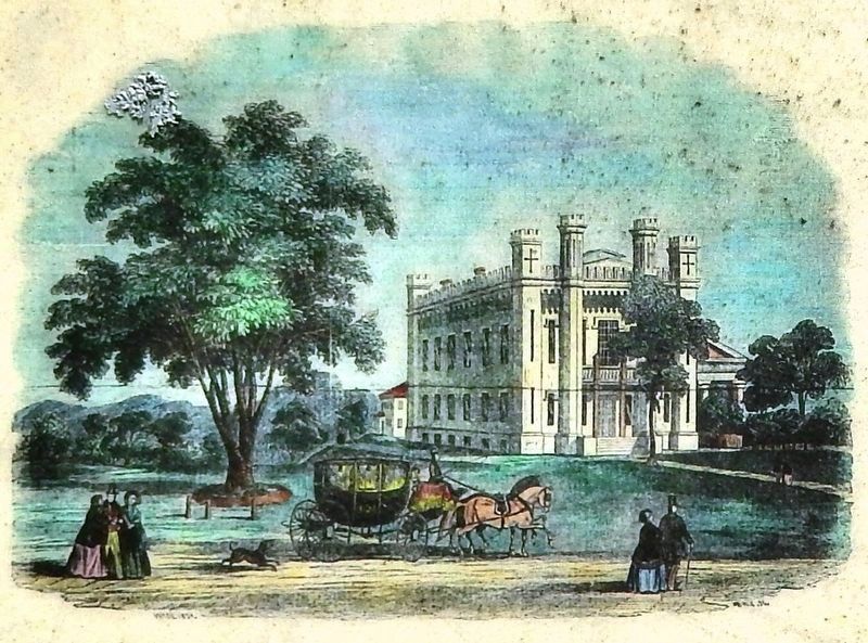 Marker detail: View of Town Hall from an 1850 print image. Click for full size.