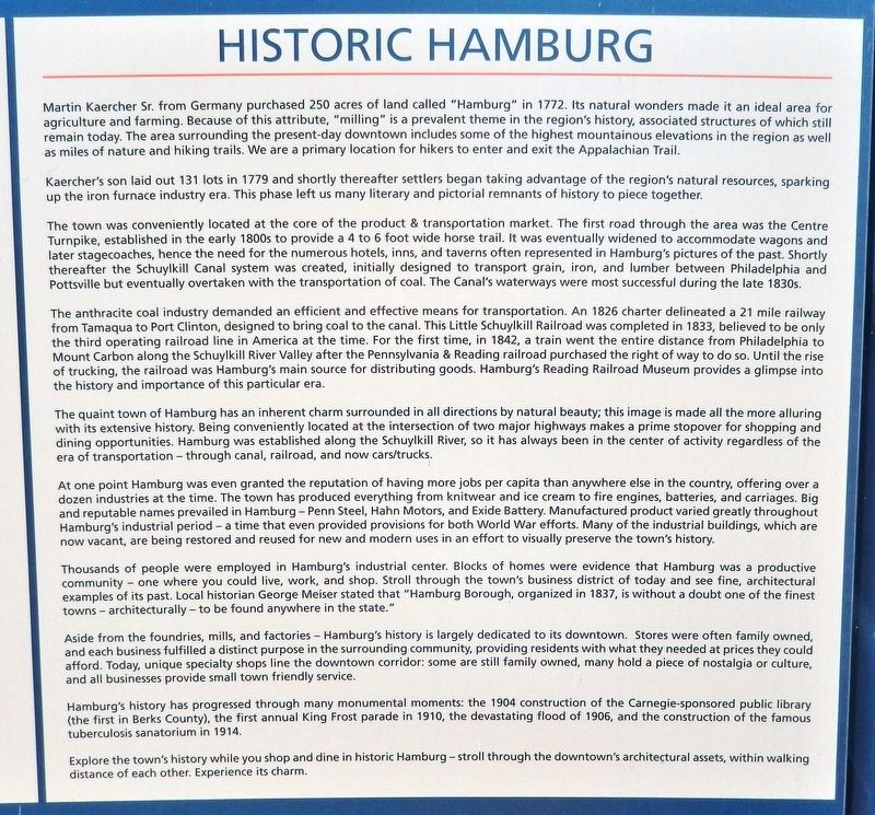 Historic Hamburg Marker image. Click for full size.