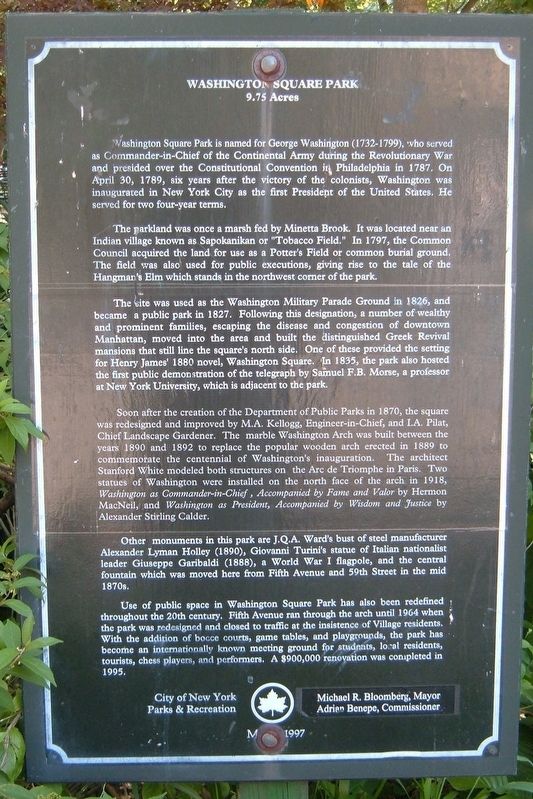 Washington Square Park Marker image. Click for full size.