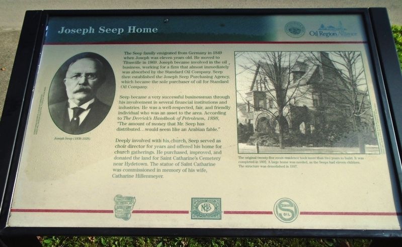 Joseph Seep Home Marker image. Click for full size.