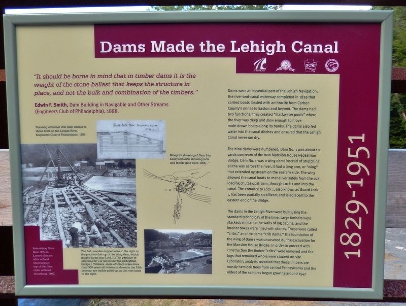 Dams Made the Lehigh Canal Marker image. Click for full size.