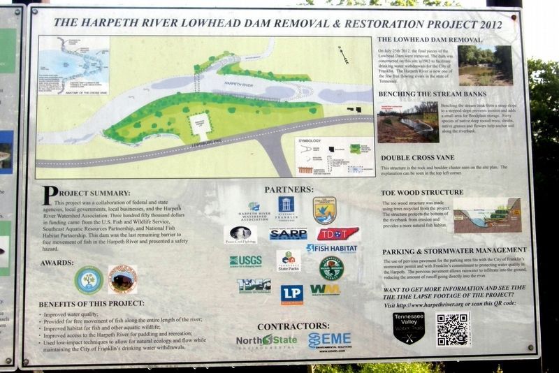 Harpeth River Dam Removal Project marker image. Click for full size.
