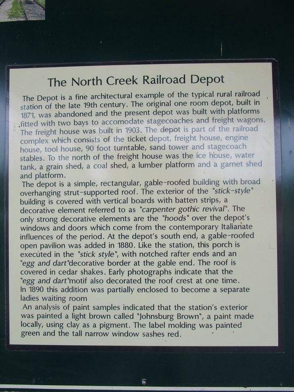 The North Creek Railroad Depot Marker image. Click for full size.