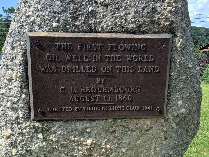 The First Flowing Oil Well Marker image. Click for full size.