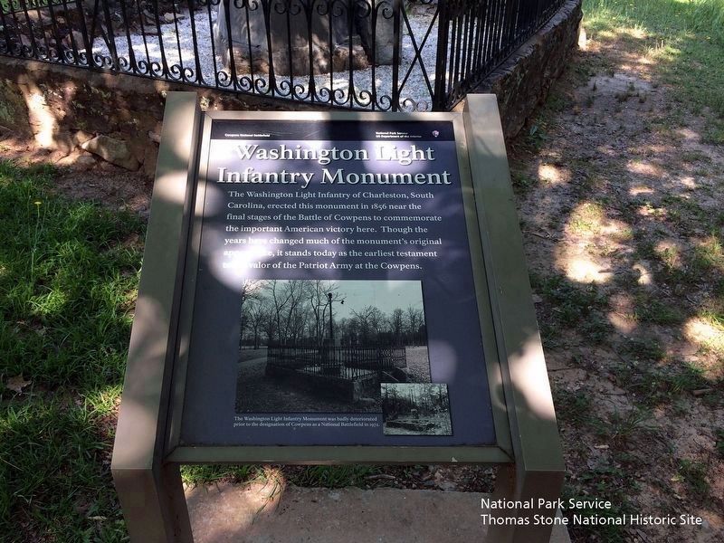 Washington Light Infantry Monument Marker. The monument's base is visible in the background. image. Click for full size.