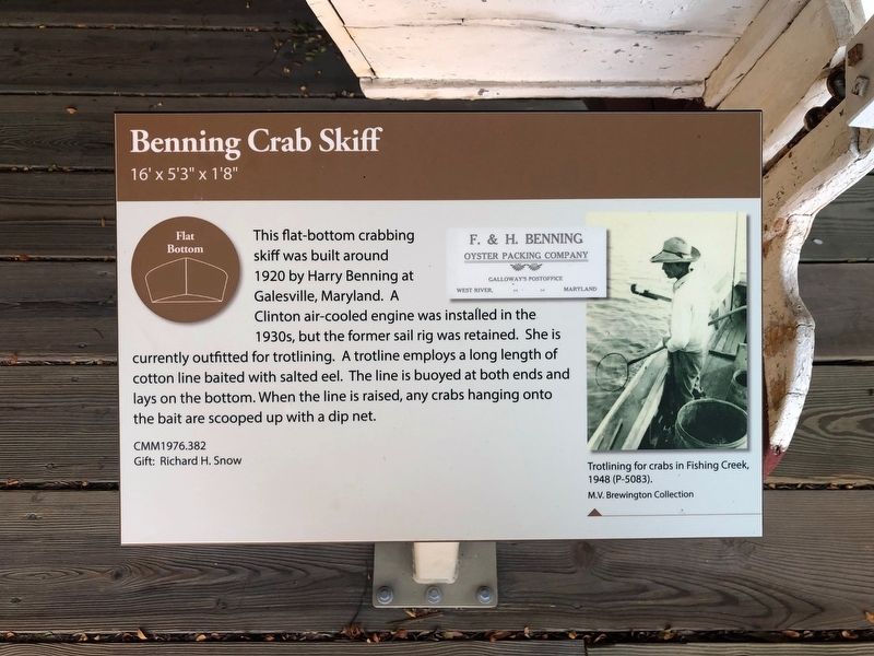 Benning Crab Skiff Marker. Click for full size. Benning Crab Skiff Marker image. Click for full size.