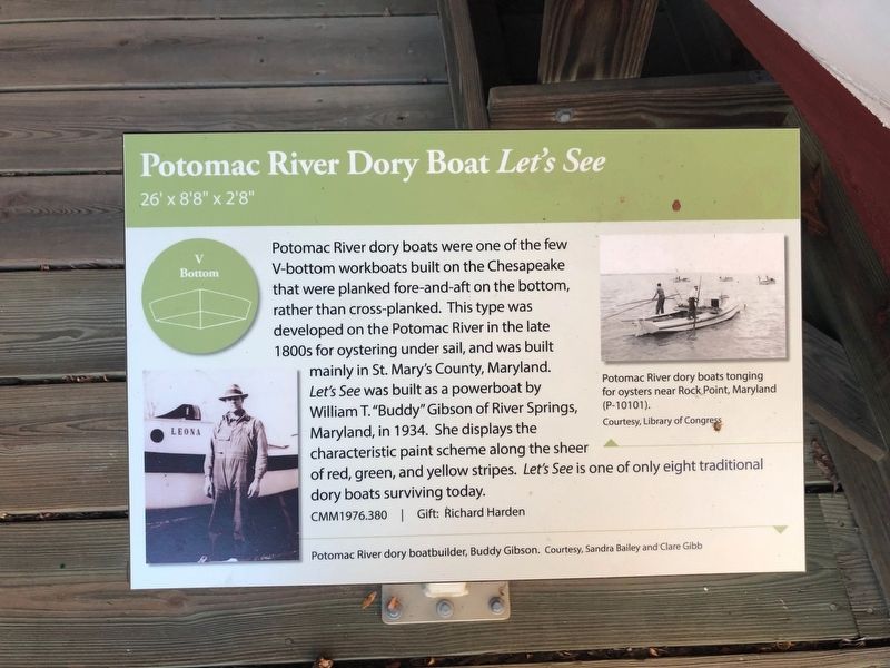 Potomac River Dory Boat <i>Let's See</i> Marker image. Click for full size.