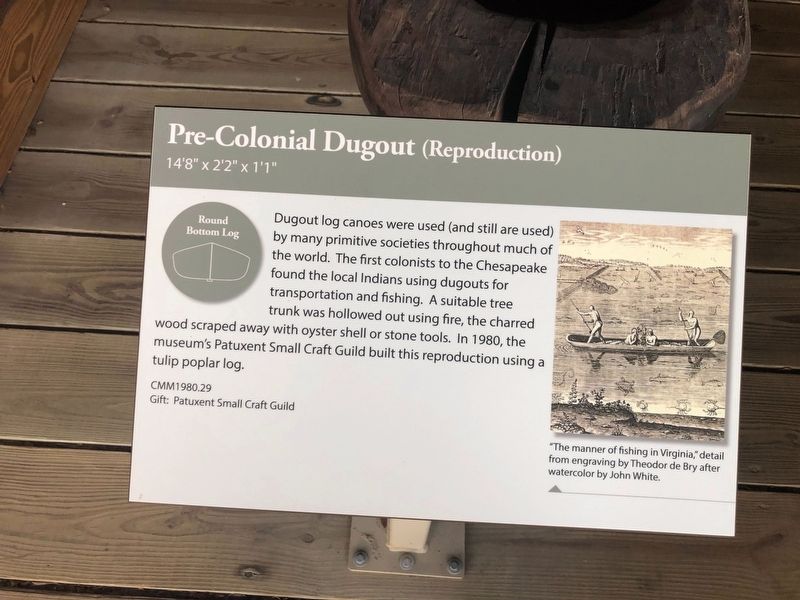 Pre-Colonial Dugout (Reproduction) Marker image. Click for full size.