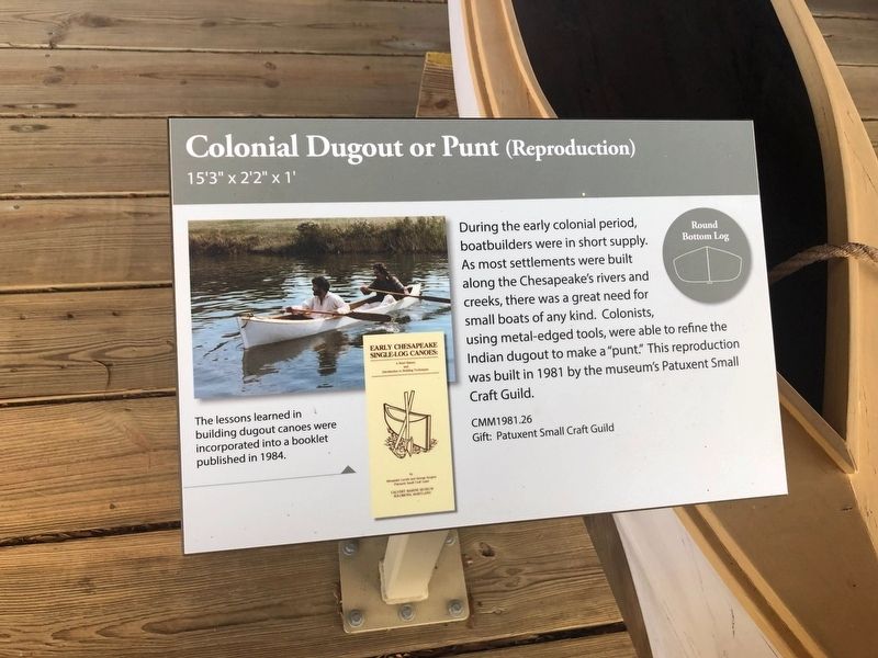 Colonial Dugout or Punt (Reproduction) Marker image. Click for full size.