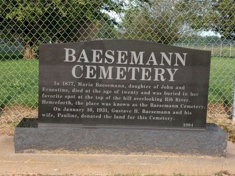 Baesemann Cemetery Marker image. Click for full size.