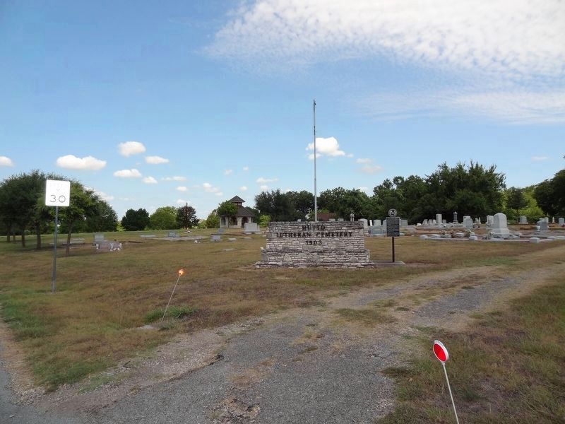 Hutto Lutheran Cemetery and Marker. Click for full size. Hutto Lutheran Cemetery and Marker image. Click for full size.