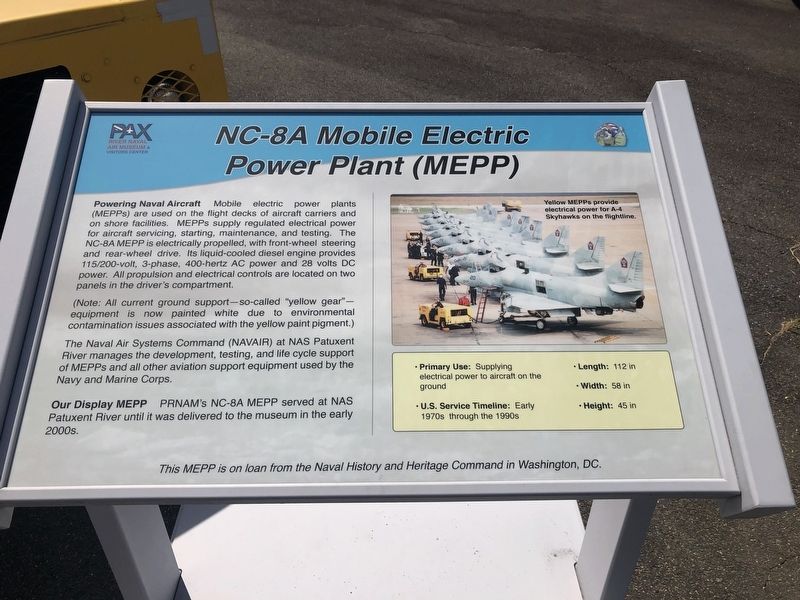 NC-8A Mobile Electric Power Plant (MEPP) Marker image. Click for full size.