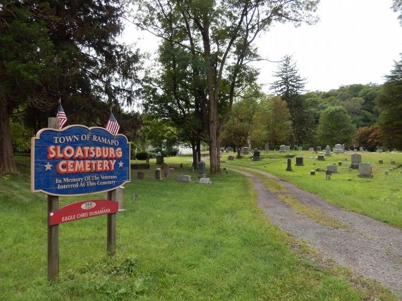 Sloatsburg Cemetery Sign & Entrance<br>(<i>about 100 yards south of marker</i>). Click for full size. Sloatsburg Cemetery Sign & Entrance<br>(<i>about 100 yards south of marker</i>) image. Click for full size.