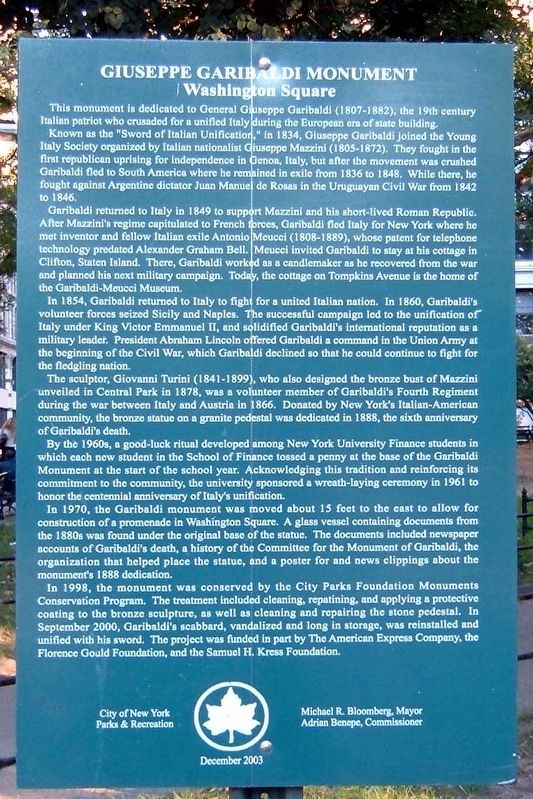 Giuseppe Garibaldi Monument. Click for full size. Giuseppe Garibaldi Monument image. Click for full size.