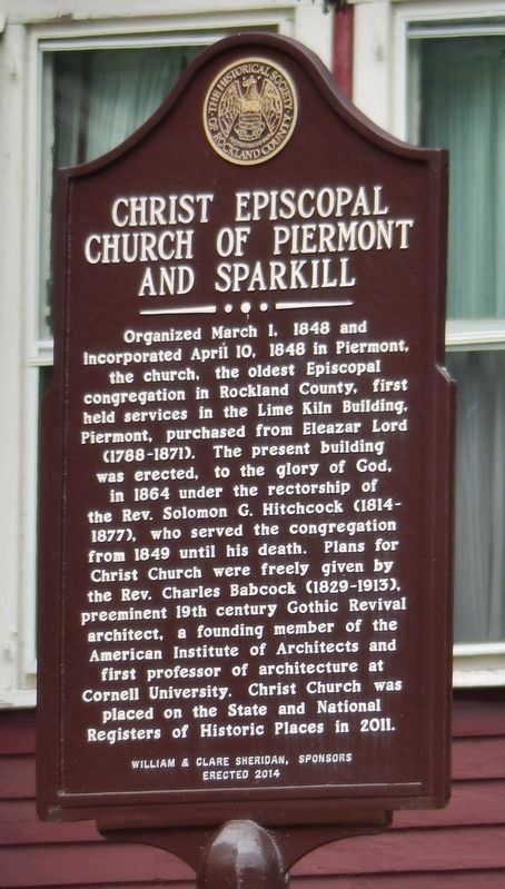 Christ Episcopal Church of Piermont and Sparkill Marker image. Click for full size.