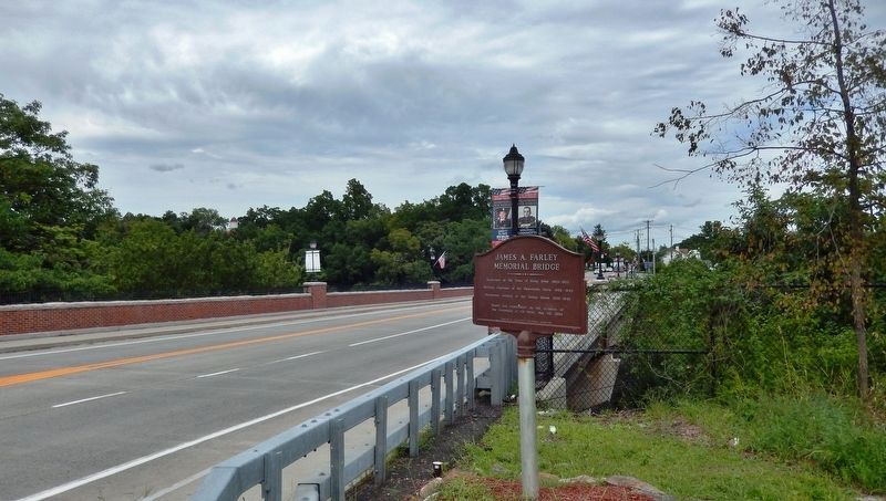 James A. Farley Memorial Bridge Marker<br>(<i>wide view • looking north along U.S. Route 202</i>) image. Click for full size.