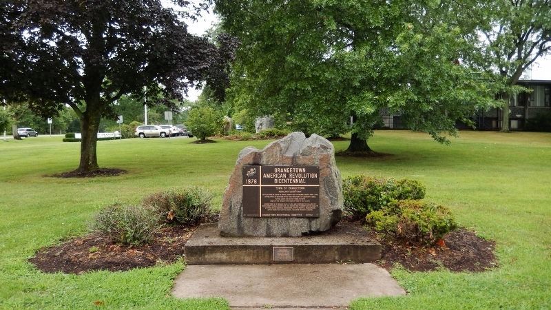 Orangetown American Revolution Bicentennial Marker<br>(<i>Orangetown Town Hall in background</i>) image. Click for full size.