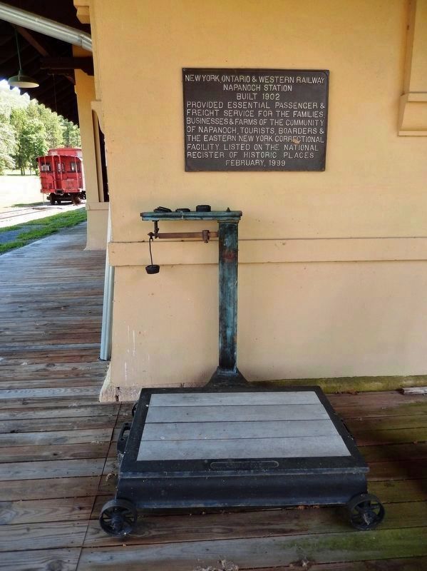 Antique Platform Scales and NRHP Plaque (<i>at northeast corner of Napanoch Station</i>) image. Click for full size.