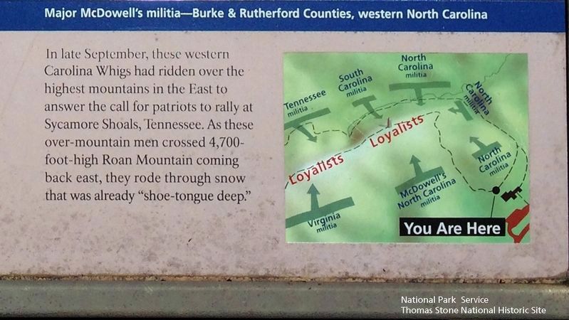 Major McDowell's militia—Burke & Rutherford Counties, western North Carolina (Marker's inset.) image. Click for full size.