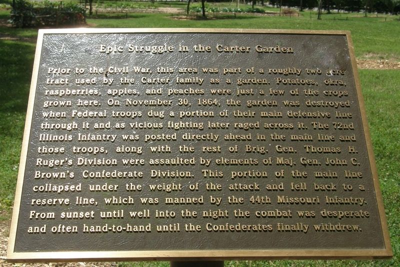 Epic Struggle in the Carter Garden Marker image. Click for full size.