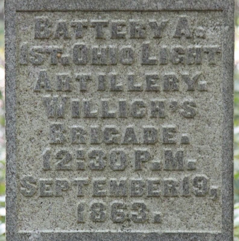 Battery A, 1st Ohio Light Artillery Marker image. Click for full size.