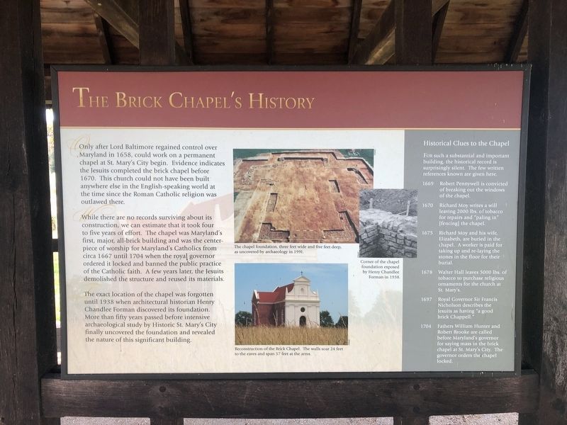 The Brick Chapel's History Marker image. Click for full size.