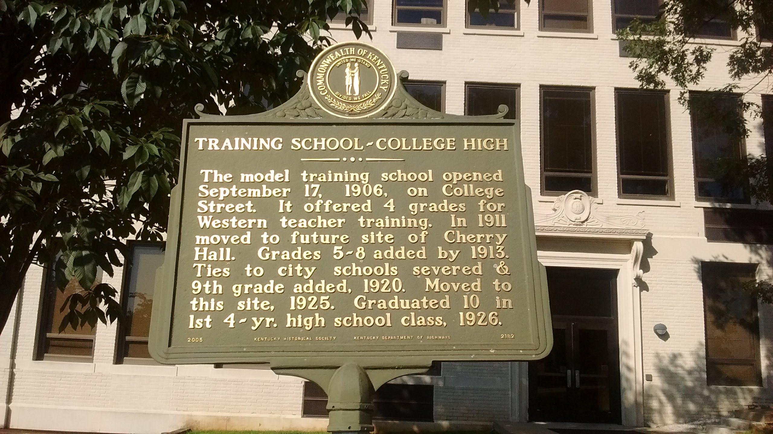 Training School-College High Marker (Side 1)