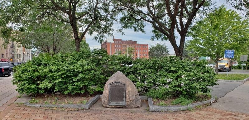 Onondaga Indians Marker<br>(<i>wide view Erie Blvd. on left • Oswego Blvd on right</i>). Click for full size. Onondaga Indians Marker<br>(<i>wide view Erie Blvd. on left • Oswego Blvd on right</i>) image. Click for full size.