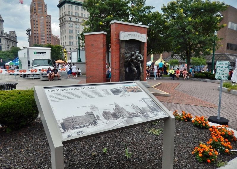 The Banks of the Erie Canal Marker<br>(<i>wide view food event today at Clinton Square!</i>). Click for full size. The Banks of the Erie Canal Marker<br>(<i>wide view food event today at Clinton Square!</i>) image. Click for full size.
