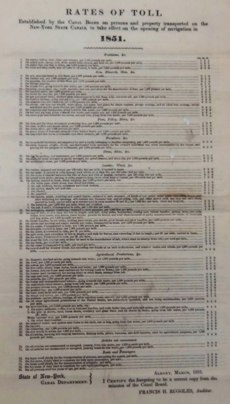 Marker detail: 1851 Toll Schedule image. Click for full size.