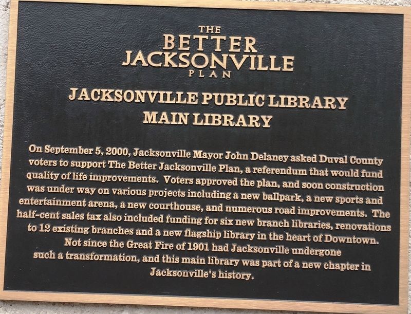 Jacksonville Public Library Marker. Click for full size. Jacksonville Public Library Marker image. Click for full size.