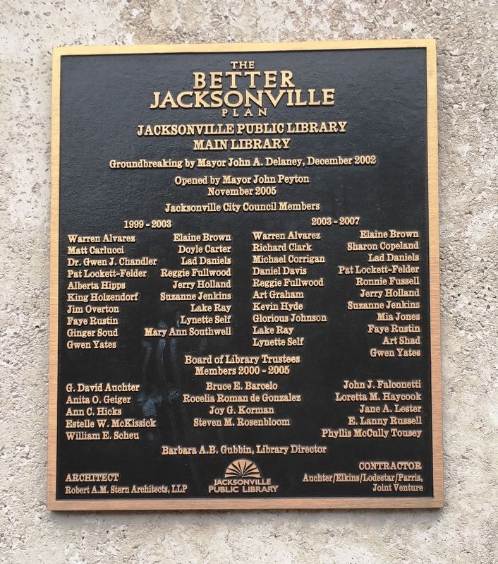 Jacksonville Public Library Dedication Plaque image. Click for full size.
