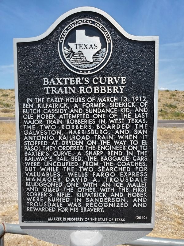 Baxter's Curve Train Robbery Marker image. Click for full size.