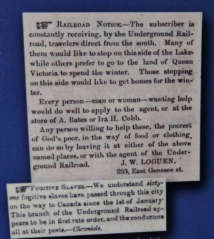 Marker detail: Railroad Notices image. Click for full size.