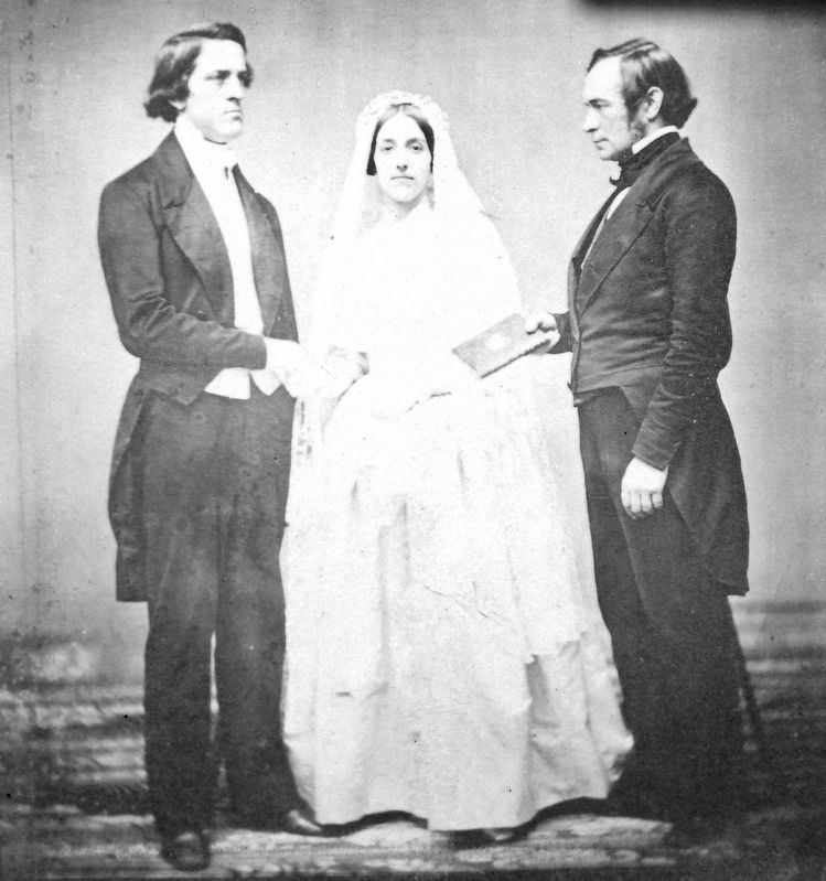 Marker detail: George and Rebecca Barnes, being married by Rev. Samuel J. May, 1849 image. Click for full size.