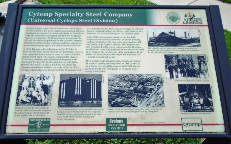 Cytemp Specialty Steel Company Marker image. Click for full size.