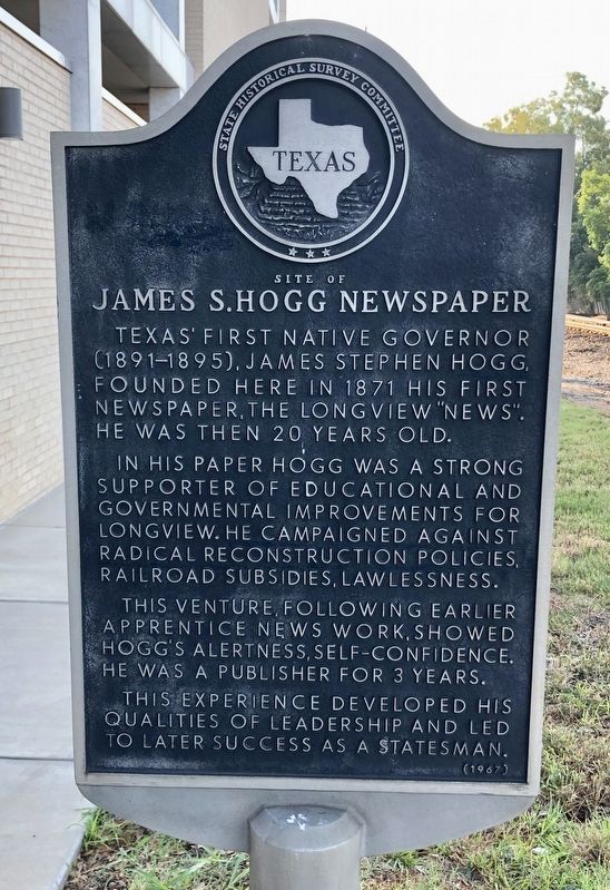 Site of James S. Hogg Newspaper Marker image. Click for full size.