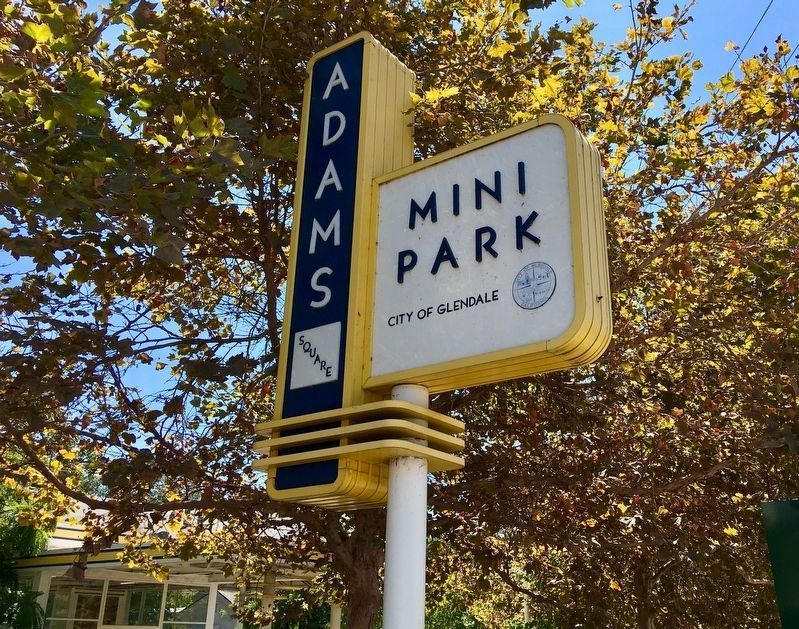Adams Square Mini Park sign image. Click for full size.