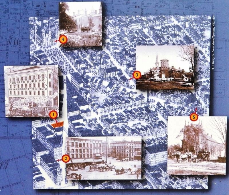 Marker detail: Syracuse Pre-Civil War Buildings image. Click for full size.